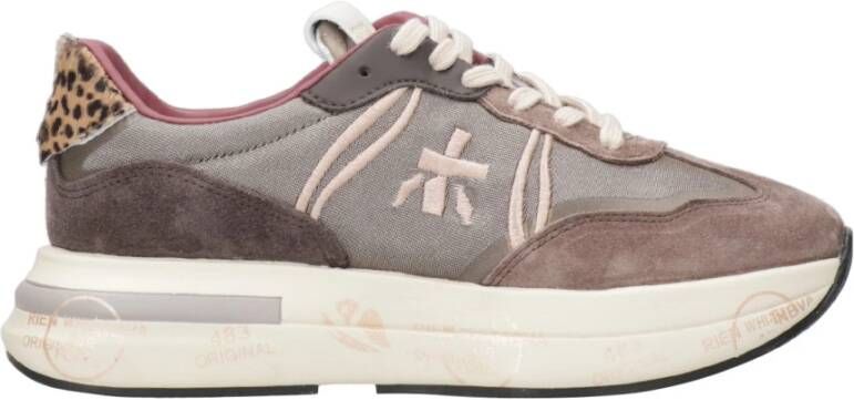 Premiata Bruine Sneakers met Nylon en Suède Brown Dames