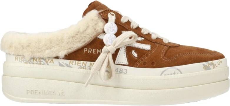 Premiata Bruine Sneakers met Shearling Trim Brown Dames