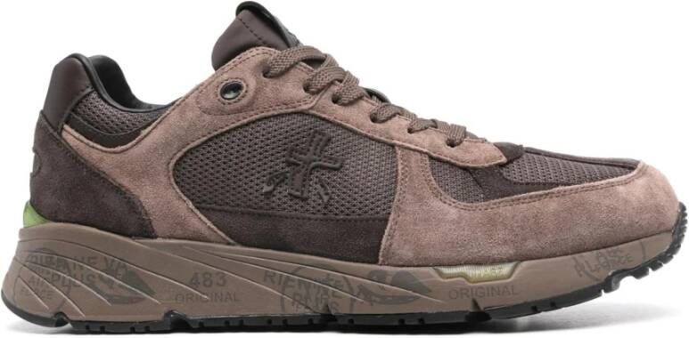 Premiata Bruine Suède Sneakers Contrastdetail Brown Heren