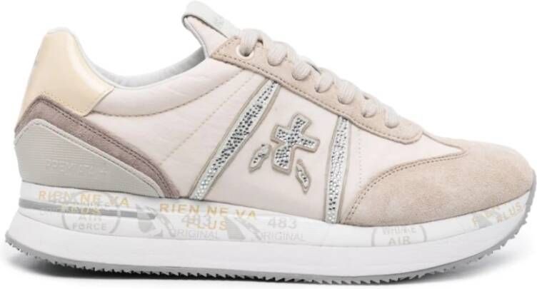 Premiata Conny Nylon en Suède Sneakers Beige Dames