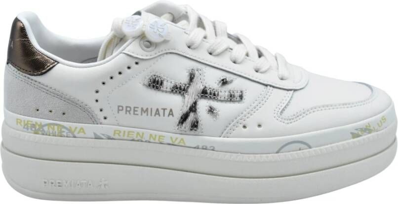 Premiata Crème Veterschoenen Platte Schoenen White Dames