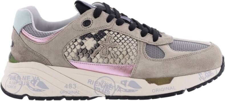 Premiata Mased Sneakers Vintage Silhouet met Levendige Details Beige Dames