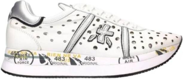 Premiata Dames Sneakers Verhoog je Stijl met Unieke Stoffen Details White Dames