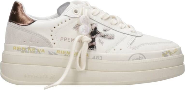 Premiata Dieren Detail Leren Sneakers White Dames