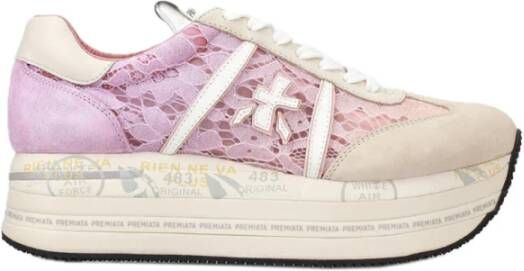 Premiata Gaatjesvetersneakers met platformszool Pink Dames