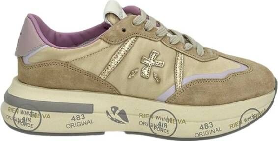 Premiata Gouden Nylon Sneaker Cassie Model Beige Dames