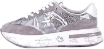 Premiata Grijze Logo Sneakers Leren Rubberen Zool Gray Dames