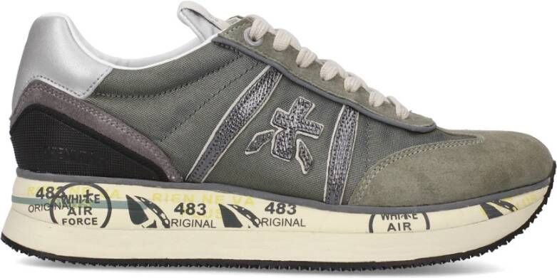 Premiata Grijze Sneakers met Leer en Stof Gray Dames