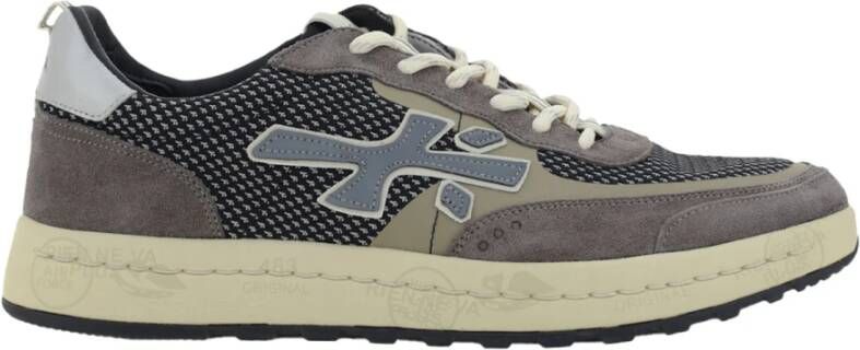 Premiata Grijze Sneakers Retro Stijl Mesh Suède Gray Heren