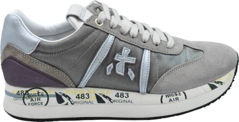 Premiata Grijze Suède en Stoffen Platte Schoenen Gray Dames