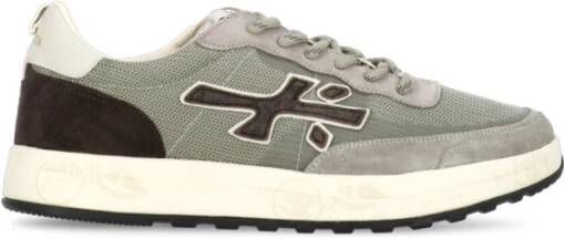 Premiata Groen Wit Leren Sneakers Ronde Neus Multicolor Heren