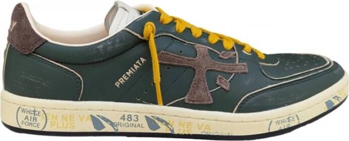 Premiata Groene Clay Sneakers met Gele Veters Green Heren