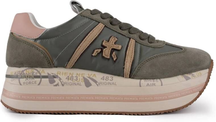 Premiata Groene Leren en Stoffen Sneakers Green Dames