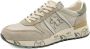 Premiata Logo Sneakers Suède Rubberen Zool Canvas Beige Heren - Thumbnail 1