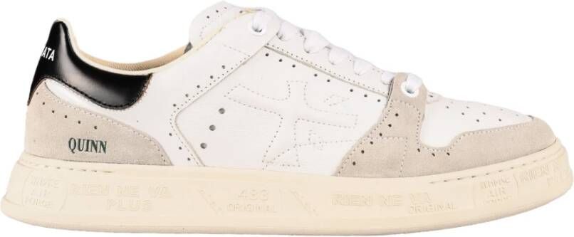 Premiata Logo Sneakers met Suède Bovenwerk en Rubberen Zool White Heren