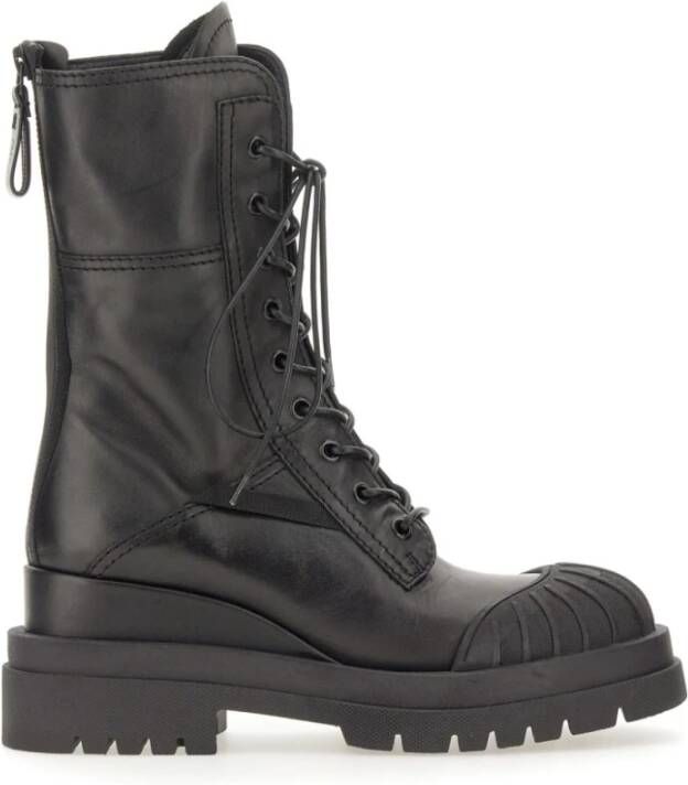 Premiata Italiaanse Leren Veterschoenen Black Dames