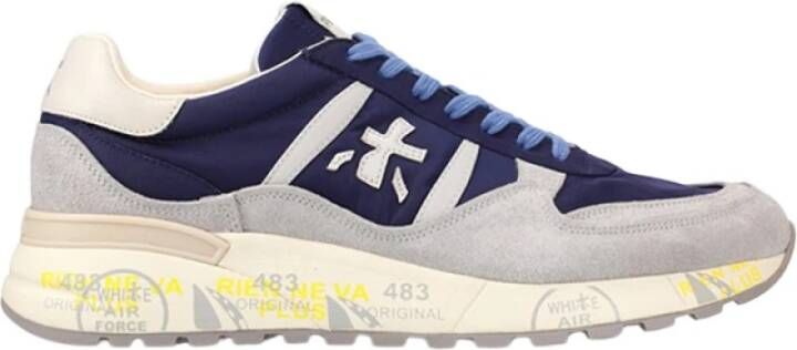 Premiata Blauwe Mesh en Suède Sneakers Blue Heren