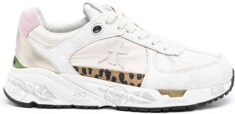 Premiata Leren en Technische Stofsneakers White Dames