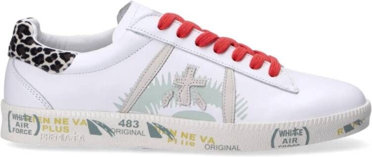 Premiata Witte Leren Sneakers met Contrasterende Patch White Dames