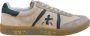 Premiata Licht beige leren sneaker met groene accenten Beige Heren - Thumbnail 1