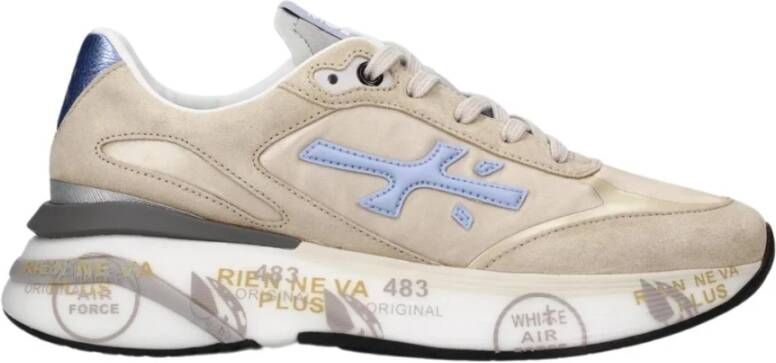 Premiata Beige Mesh Sneakers met Gouden Logo Beige Dames