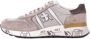 Premiata Logo Sneakers Suède Rubberen Zool Canvas Beige Heren - Thumbnail 3