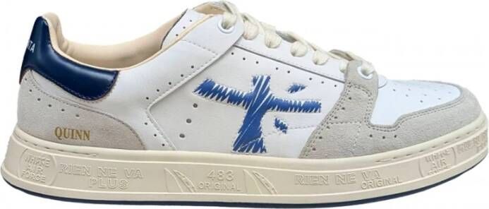 Premiata Luxe Wit Blauw Leren Sneakers White Heren