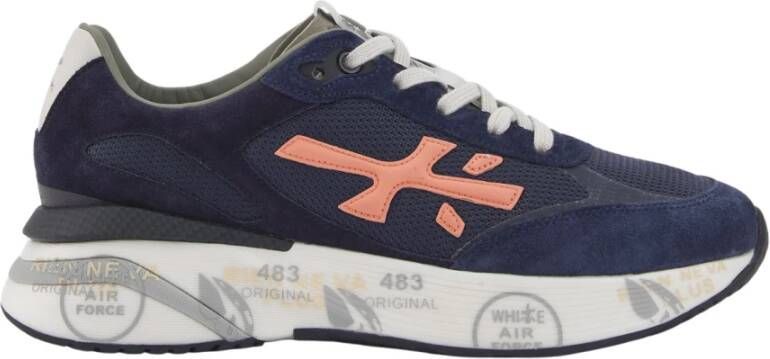 Premiata Navy Blauwe Sneakers met Oranje Details Blue Heren