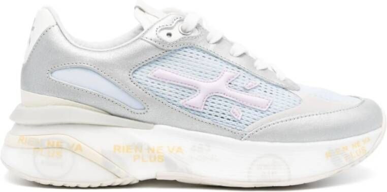 Premiata Net- en leren sneakers Gray Dames