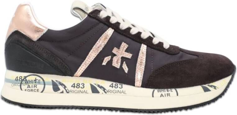 Premiata Nylon en Suède Sneakers Black Dames