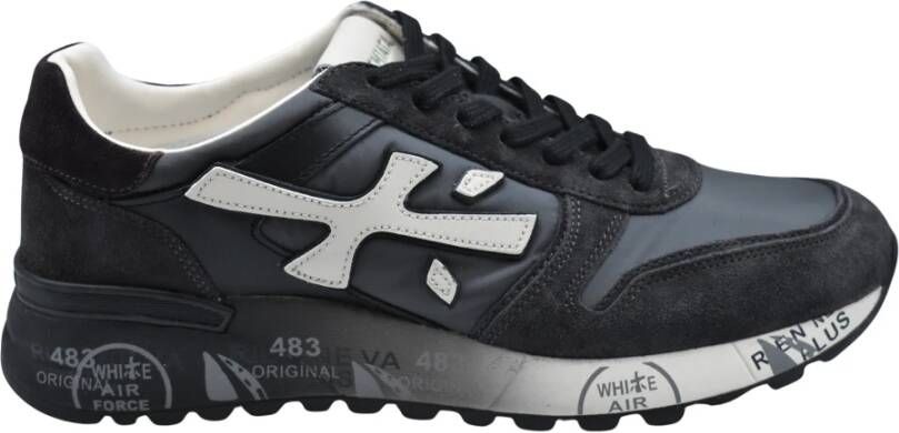 Premiata Platte schoenen in rook wit suède Black Heren