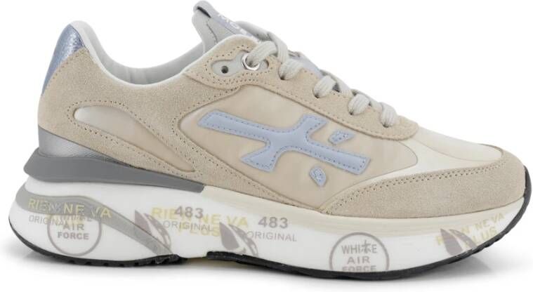 Premiata Platte Veterschoenen van Kalfsleer Beige Dames