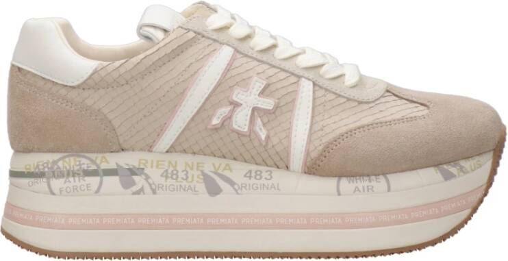 Premiata Python-effect Leren Sneakers Beige Dames