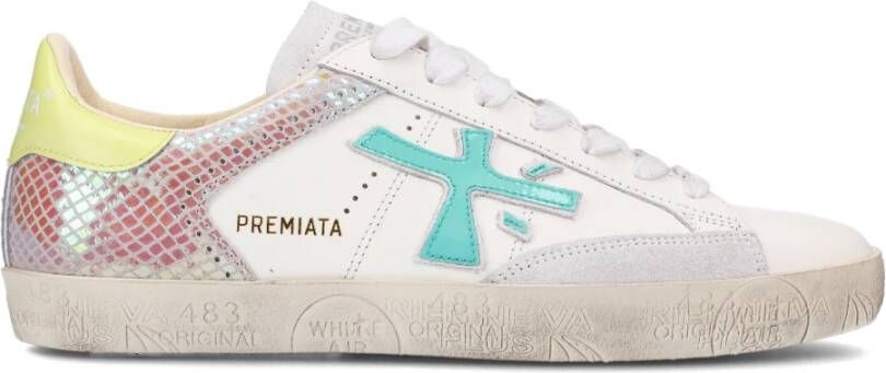 Premiata Python-effect Leren Sneakers met Suède Inzetstukken Multicolor Dames