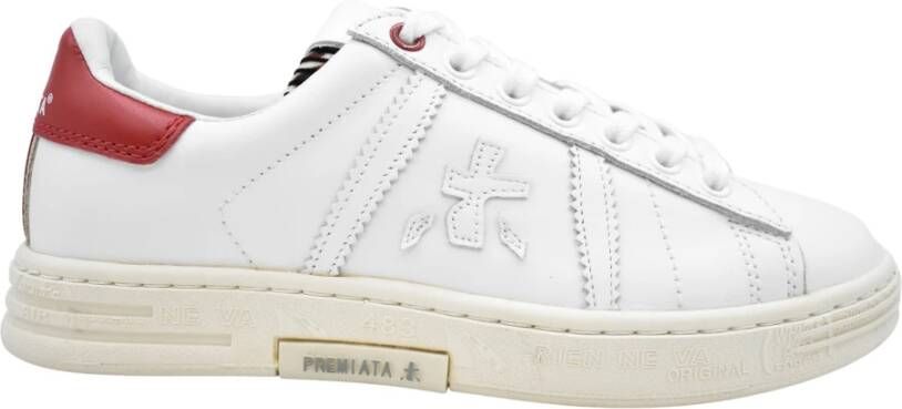 Premiata Rood Witte Veterschoenen voor Dames White Dames