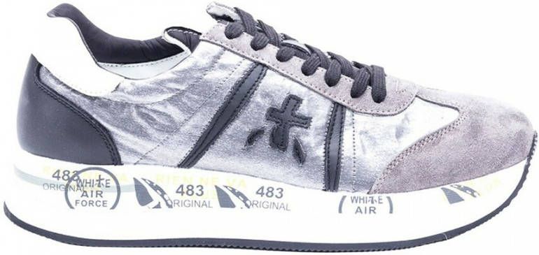 Premiata Verhoog je sneaker game met leren en stoffen sneakers Gray Dames