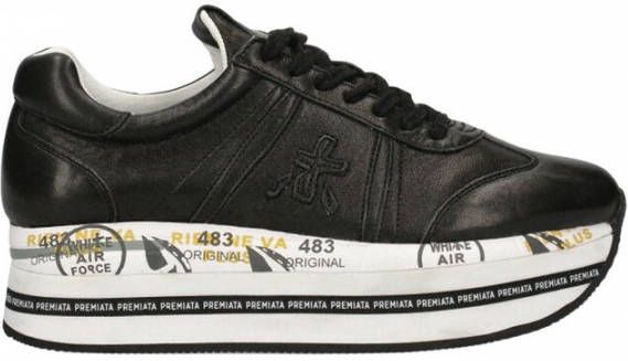 Premiata Zwarte Leren Sneakers met Python Detail Black Dames