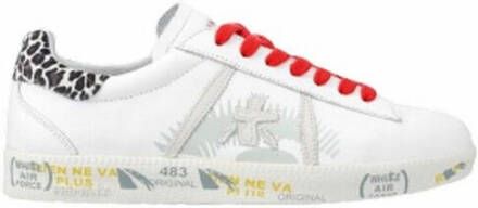 Premiata Witte Leren Sneakers met Contrasterende Patch White Dames