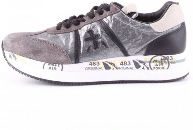 Premiata Verhoog je sneaker game met leren en stoffen sneakers Gray Dames