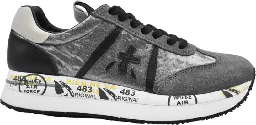 Premiata Verhoog je sneaker game met leren en stoffen sneakers Gray Dames