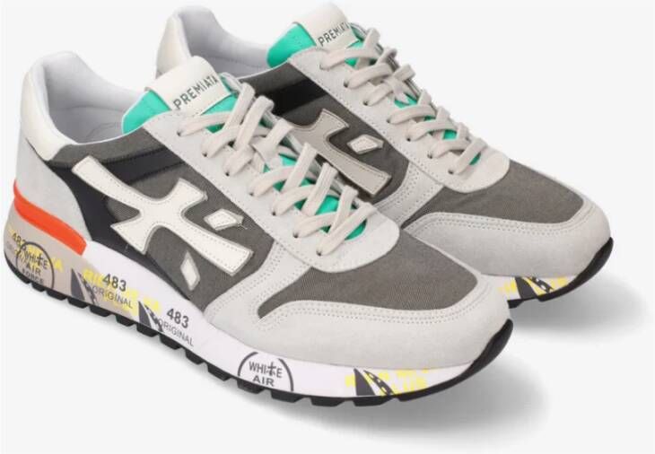 Premiata Mick 6166 Sneakers in Donkergrijs met Kleurrijk Detail Gray Heren