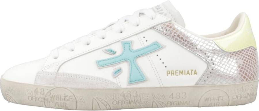 Premiata Python-effect Leren Sneakers met Suède Inzetstukken Multicolor Dames