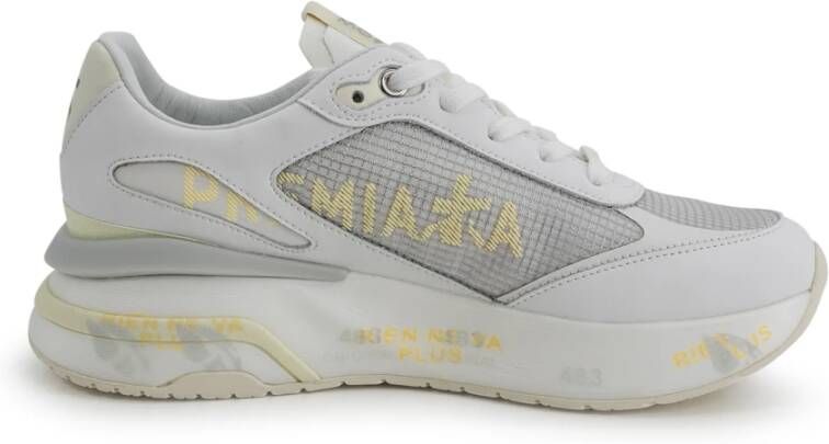 Premiata Witte Sneakers Ronde Neus Logo Patch White Dames