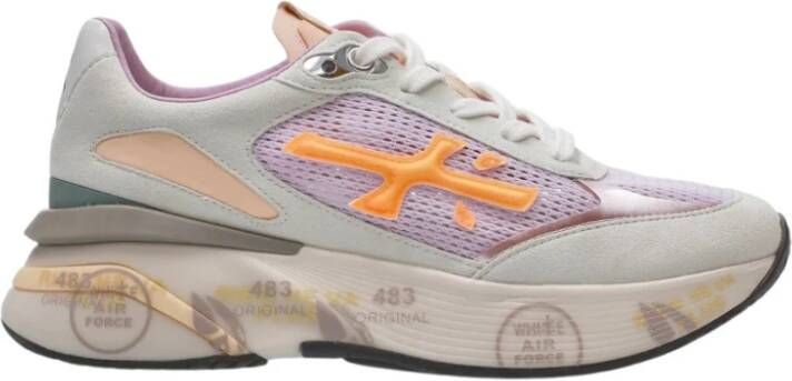 Premiata Moerund Lilas Mesh Oranje Logo Sneakers Purple Dames