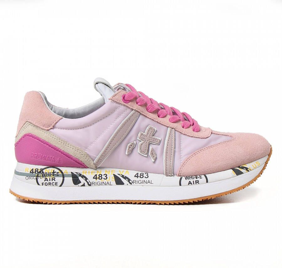 Premiata Geveterde sneakers voor casual glam look Pink Dames