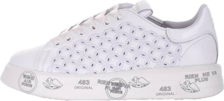 Premiata Belle 6283 Witte Leren Sneakers met Intricate Geperforeerde Borduursels White Dames