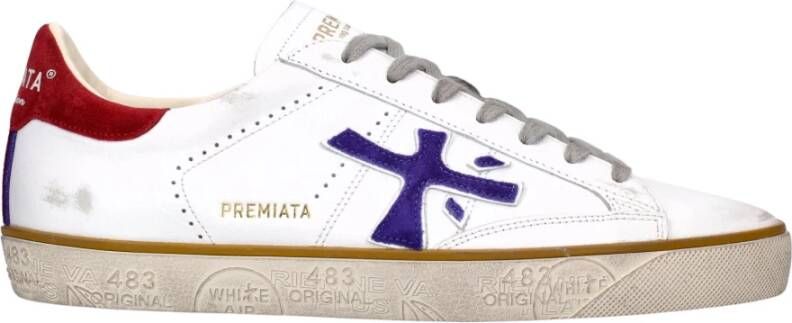 Premiata Witte Sneakers Blauwe Details Multicolor Heren