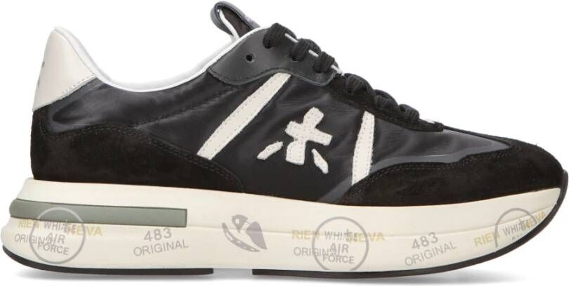 Premiata Zwarte Sneakers met Logo Applicatie Black