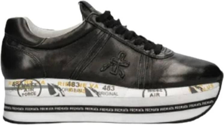 Premiata Zwarte Leren Sneakers met Python Detail Black Dames