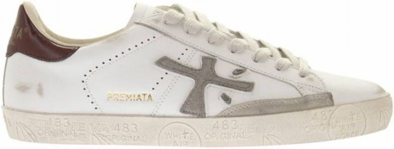 Premiata Rode Gewassen Steven Sneakers Exclusief Ontwerp Rood Heren